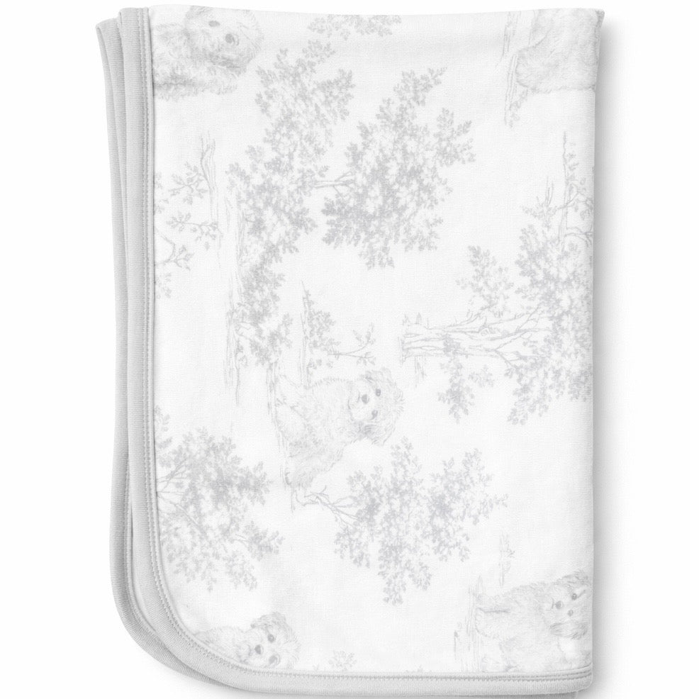 Maltipoo Puppy Toile Print - Double Layer Bamboo Blanket