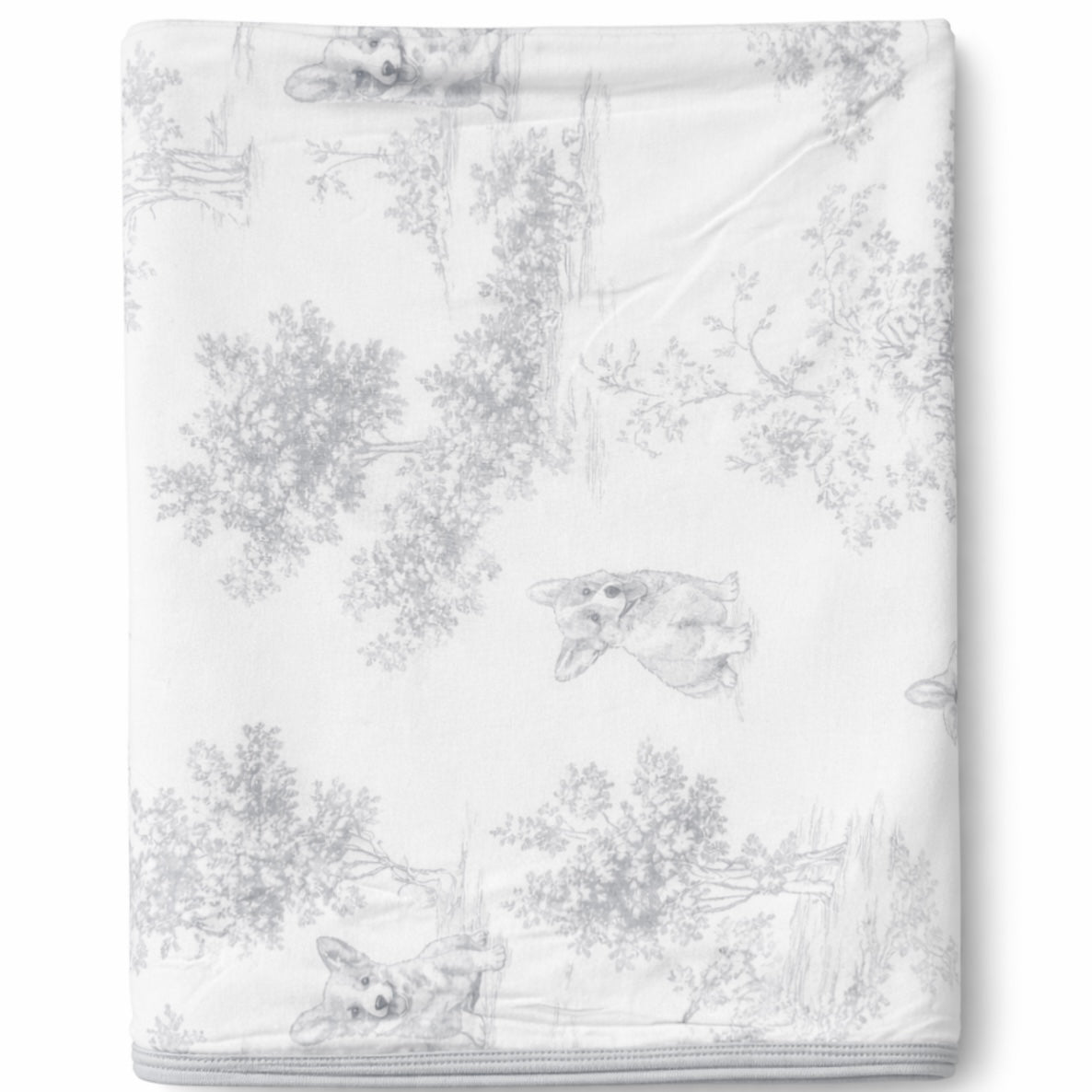 Corgi Puppy Toile Print - Double Layer Bamboo Blanket