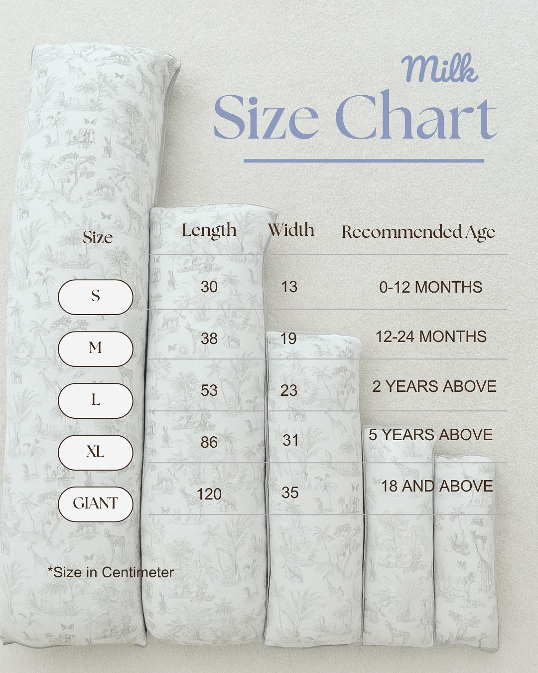 Cuddle Pillow CASE ONLY - Safari Tales (BLUE)