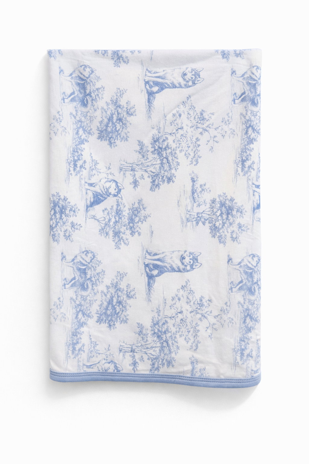 Husky Puppy Toile Print - Double Layer Bamboo Blanket