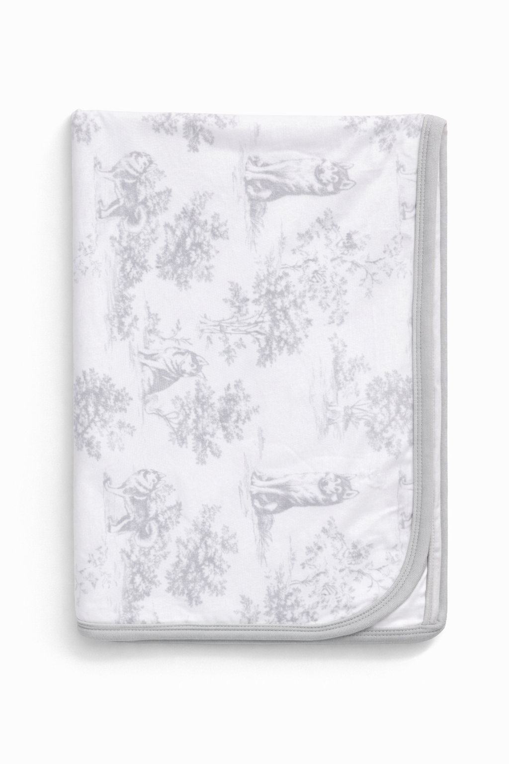 Husky Puppy Toile Print - Double Layer Bamboo Blanket